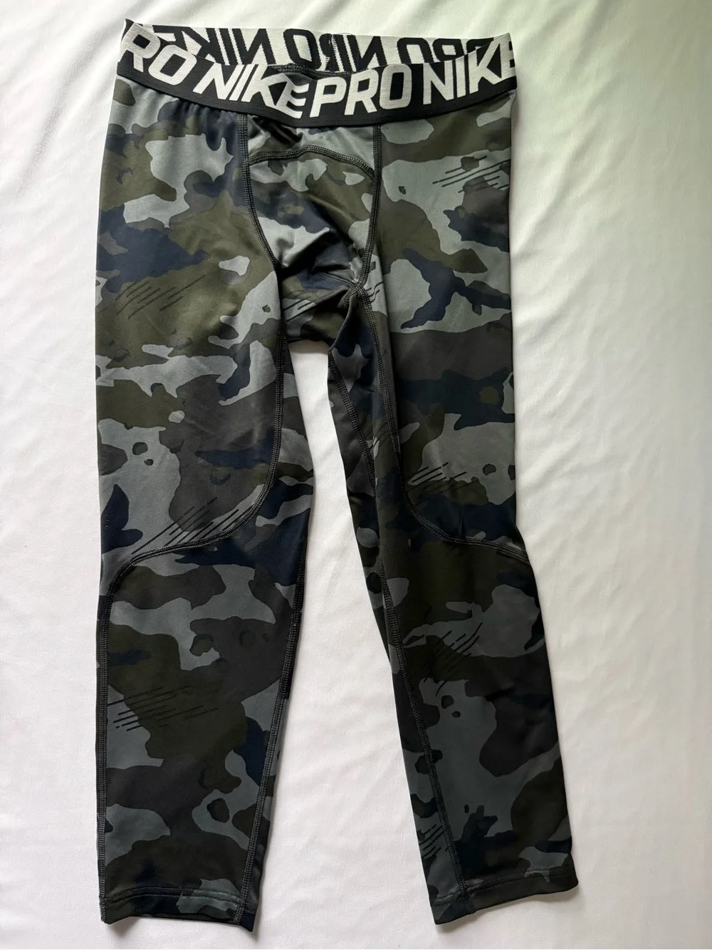 Nike Kids Camo Compression Leggings - Black, Gray, Olive